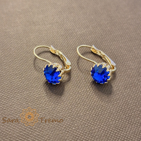 Bijuterii placate cu aur - Cercei Indigo Royal – Cristale indigo placati aur 18K Brazilia