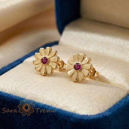 Bijuterii placate cu aur - Cercei Floare de Roz – Cercei cu tija placati 18K Brazili