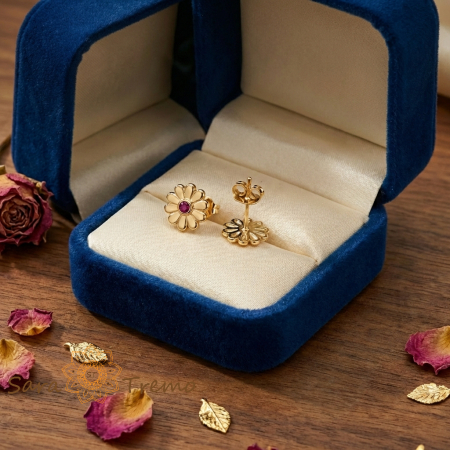 Cercei Floare de Roz – Cercei cu tija placati 18K Brazili [1]
