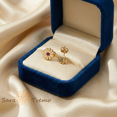 Cercei Floare de Roz – Cercei cu tija placati 18K Brazili [2]