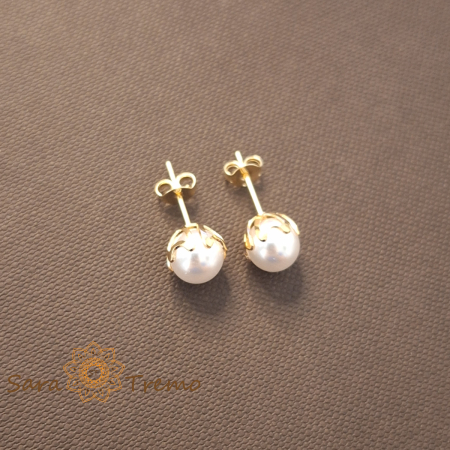 Cercei Pearl Grace – Perla alba placati aur 18K Brazilia [1]
