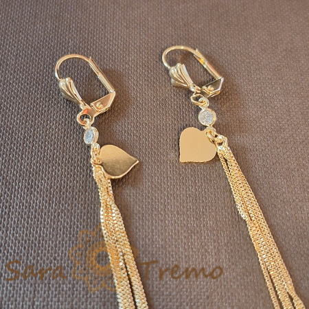 Cercei lungi de ocazie, 11 cm, cu 5 fire și charm inimioară [1]