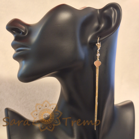 Cercei lungi de ocazie, 11 cm, cu 5 fire și charm inimioară [6]