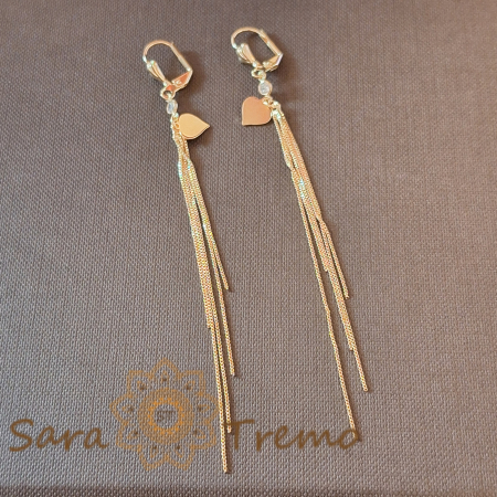 Cercei lungi de ocazie, 11 cm, cu 5 fire și charm inimioară [0]