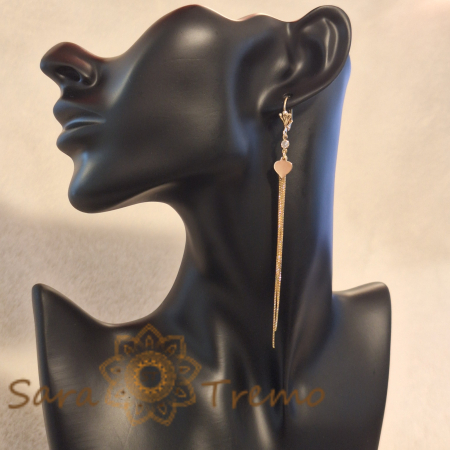 Cercei lungi de ocazie, 11 cm, cu 5 fire și charm inimioară [5]