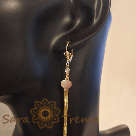 Cercei lungi de ocazie, 11 cm, cu 5 fire și charm inimioară [8]