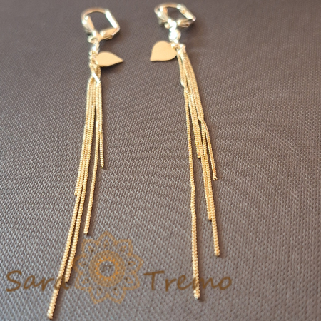 Cercei lungi de ocazie, 11 cm, cu 5 fire și charm inimioară [2]