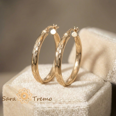 Bijuterii placate cu aur - Cercei Ovalul Regal – Cercei ovali placati 18K Brazilia, 3.5 cm