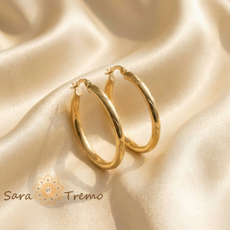 Bijuterii placate cu aur - Cercei Cerc – Cercei rotunzi placati 18K Brazilia, 2.5 cm, model clasic