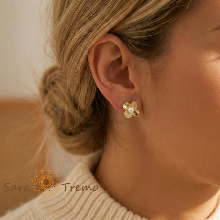 Cercei Floarea Perlei – Cercei cu tija placati 18K Brazilia [3]