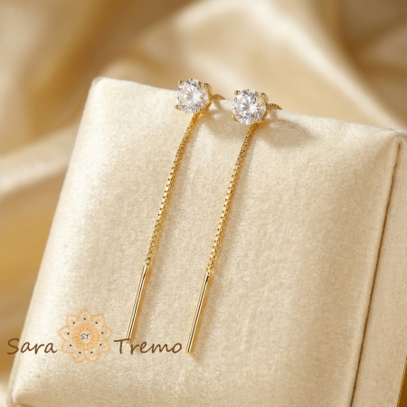 Cercei - Cercei Firul Norocului – Cercei Tip Fir placati 18K Brazilia, 7 cm