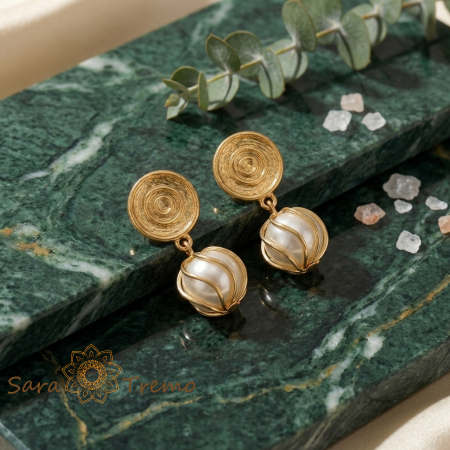 Cercei Perla Armoniei – Cercei cu tija placati 18K Brazilia [1]