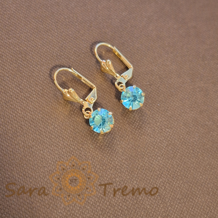 Cercei - Cercei placati cu aur 18K și cristal zirconia bleu ca cerul senin