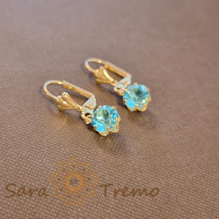Cercei placati cu aur 18K și cristal zirconia bleu ca cerul senin [1]