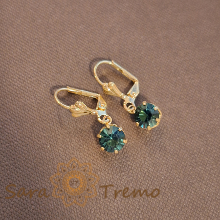 Cercei - Cercei clasici placati cu aur 18K cu cristal zirconia albastru-marin