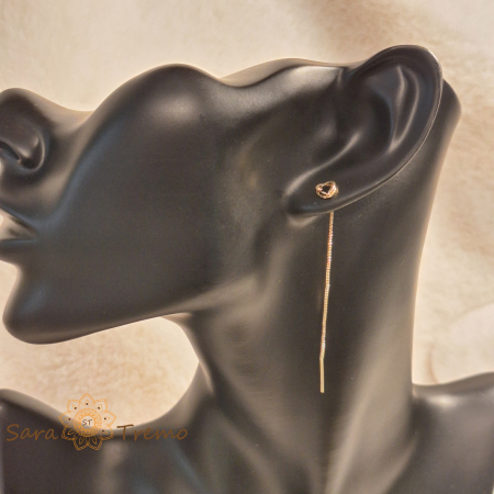 Cercei placați cu aur tip fir care se trece prin ureche cu inimioară [2]