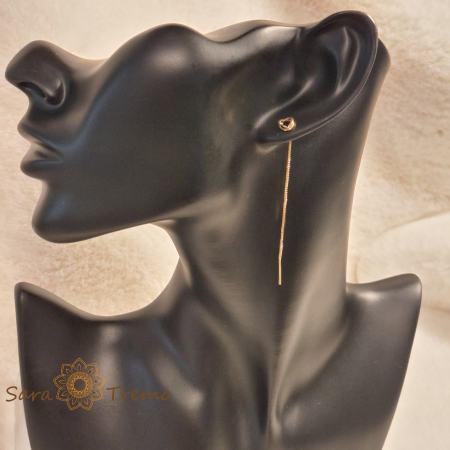 Cercei placați cu aur tip fir care se trece prin ureche cu inimioară [4]