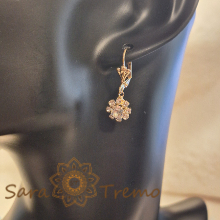 Cercei placati cu aur cu cristale zirconia albe Flora - 2.5 cm [4]