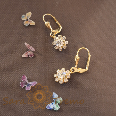 Cercei placati cu aur cu cristale zirconia albe Flora - 2.5 cm [1]