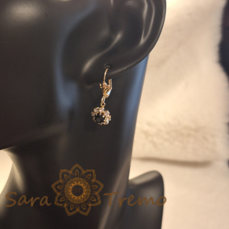 Cercei placati cu aur cu cristale zirconia negre [4]