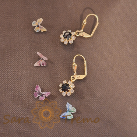 Cercei placati cu aur cu cristale zirconia negre [1]