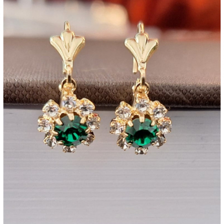 Cercei placati cu aur cu cristale zirconia verzi [2]