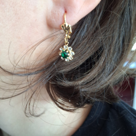 Cercei placati cu aur cu cristale zirconia verzi [6]