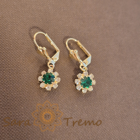 Cercei - Cercei placati cu aur cu cristale zirconia verzi