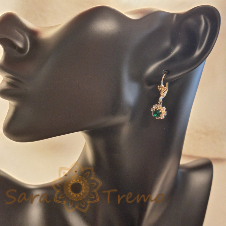 Cercei placati cu aur cu cristale zirconia verzi [4]