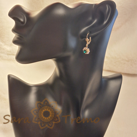 Cercei placati cu aur cu cristale zirconia verzi [3]