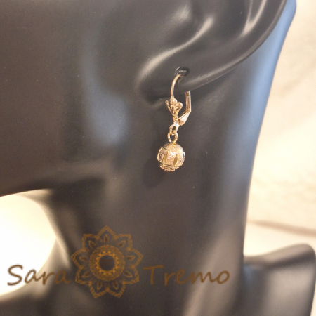 Cercei placati cu aur Golden Globe - model cu frunze decupate [4]