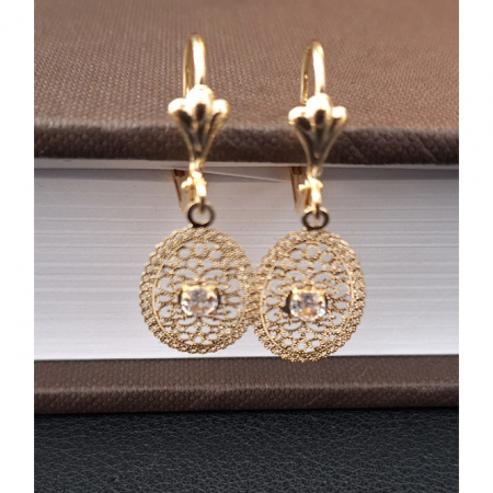 Cercei placati cu aur model dantela [5]