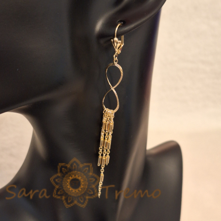 Cercei Placați Lungi cu Semnul Infinitului și Lănțișoare, 9 cm - Eleganță și Stil [3]