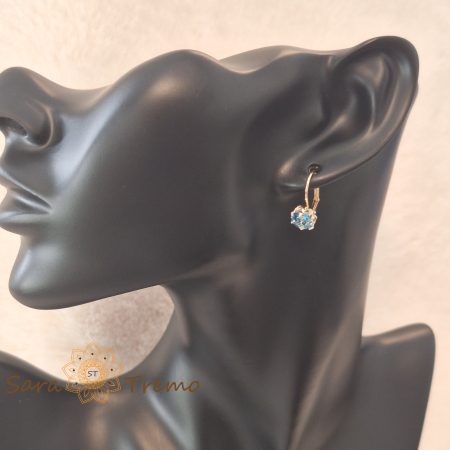 Cercei Regina Valurilor – Cristale bleu placati aur 18K Brazilia [3]