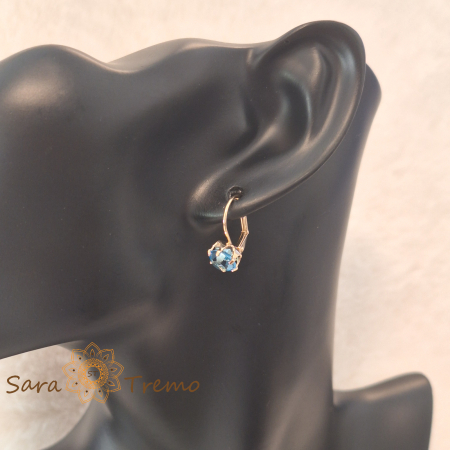 Cercei Regina Valurilor – Cristale bleu placati aur 18K Brazilia [4]