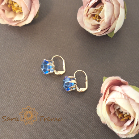 Cercei "Safir Regal" cu cristale zirconia, placati cu aur [2]
