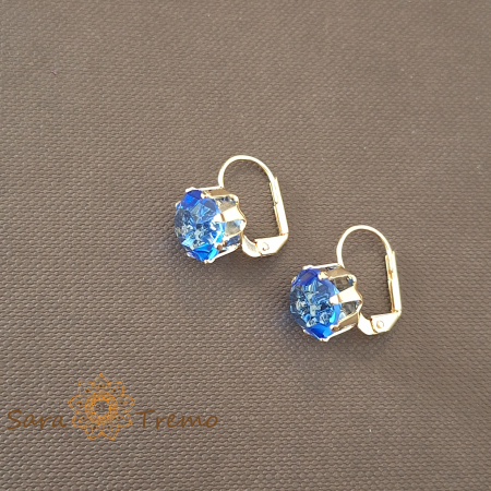 Cercei "Safir Regal" cu cristale zirconia, placati cu aur [1]