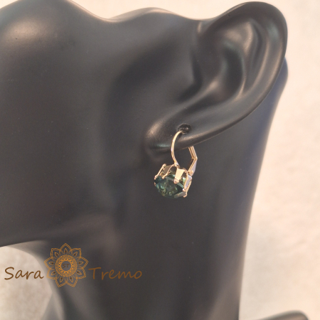 Cercei "Verde Imperial" cu cristale zirconia, placati cu aur [4]