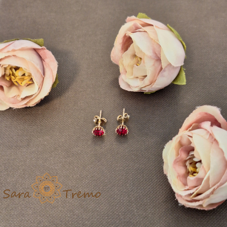Cercei Regina Rubini Mini – Cristale rosii placati aur 18K Brazilia [3]