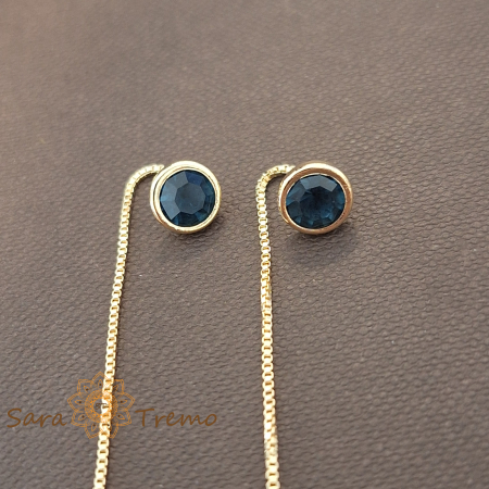 Cercei Regina Safirelor – Cristal bleumarin 6 cm placati aur 18K Brazilia [3]