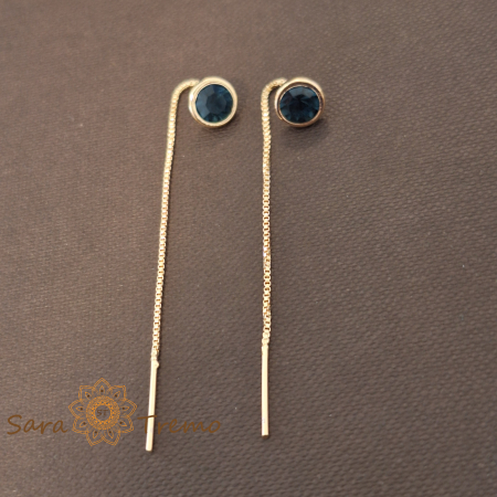 Cercei Regina Safirelor – Cristal bleumarin 6 cm placati aur 18K Brazilia [1]