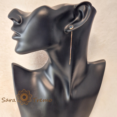 Cercei Regina Safirelor – Cristal bleumarin 6 cm placati aur 18K Brazilia [2]