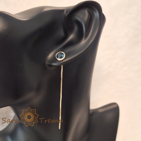 Bijuterii placate cu aur - Cercei Regina Safirelor – Cristal bleumarin 6 cm placati aur 18K Brazilia