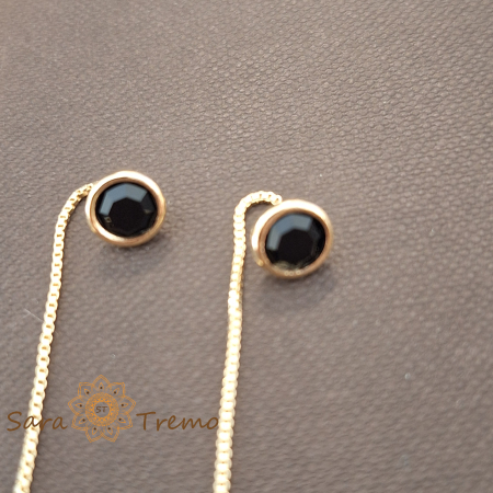 Cercei Regina Noptii – Cristal negru 6 cm placati aur 18K Brazilia [3]
