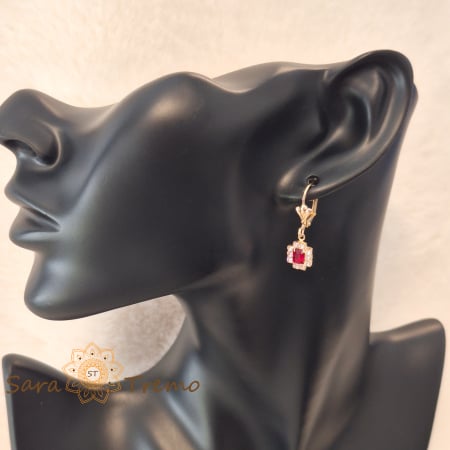 Cercei Regina Rubini – Cristale rosii placati aur 18K Brazilia [3]