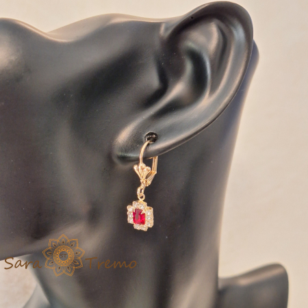 Cercei Regina Rubini – Cristale rosii placati aur 18K Brazilia [4]