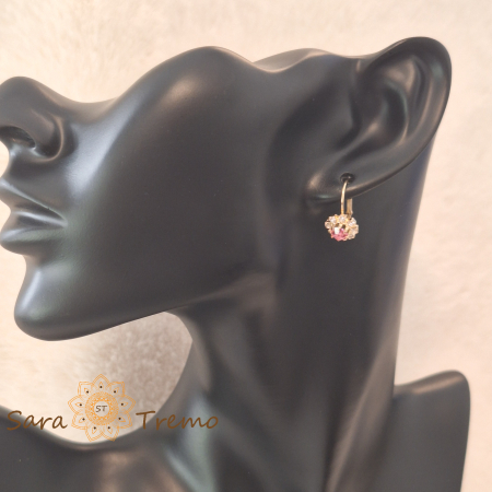 Cercei Regina Florilor – Cristale roz placati aur 18K Brazilia [5]