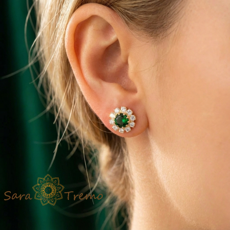 Cercei Regina Smaraldelor – Cercei cu Tija placati 18K Brazilia [2]