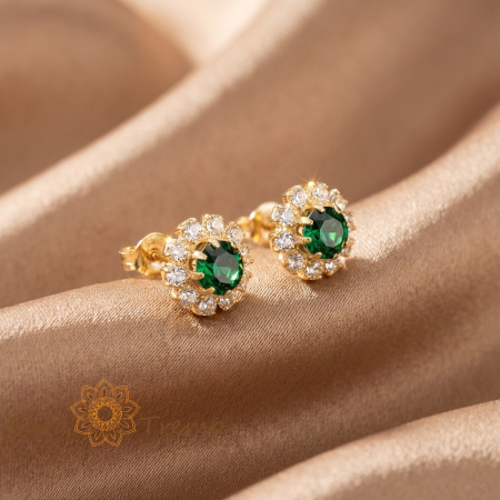 Cercei - Cercei Regina Smaraldelor – Cercei cu Tija placati 18K Brazilia