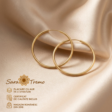 Bijuterii placate cu aur - Cercei rotunzi Aurea Classic, aur 18K, 3,5 cm | SaraTremo